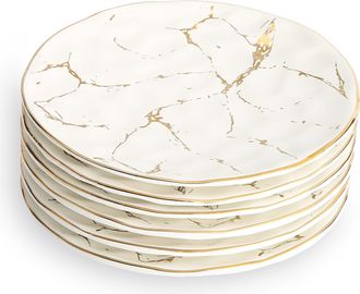 Classic Touch Set of 6 Dessert Plates With Gold Design