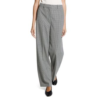 Theory Plaid Wide Leg Wool Blend Pants in Black Multi at Nordstrom, Size 00