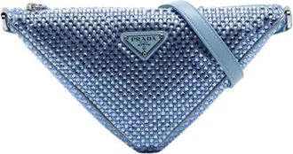 Prada Pre-owned Satin Mini Shoulder Bag - Dames - Vintage Mini Tas - Blauw - ONE Size - Satijn - Vintage