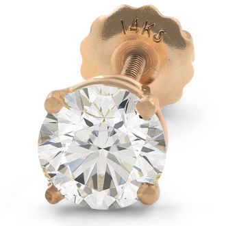 Pompeii3 1 ct Single Natural Round Brilliant Cut Diamond Stud Screw Back 14k Yellow Gold