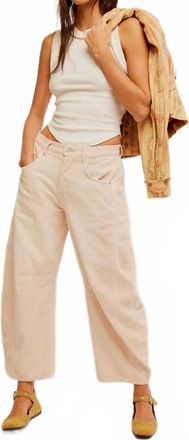 Free People Good Luck Mid-Rise Cord Barrel Jeans In Crystal Grey