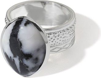 Tiramisu Silver Plated 9.77 Ct. Tw. Zebra Jasper Solitaire Ring