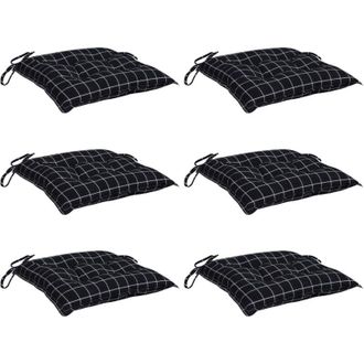 vidaXL Cojines Para Silla 6 Uds Tela Oxford A Cuadros Negro 50x50x7 Cm Vidaxl
