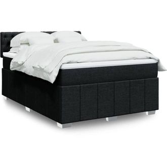 vidaXL Cama Box Spring Con Colch&oacute;n Tela Negro 140x200 Cm Vidaxl