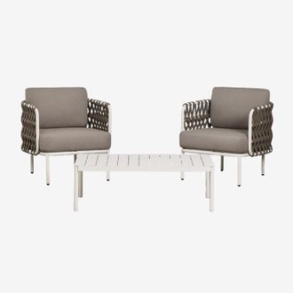 Sklum Conjunto De Jard&iacute;n Con 2 Sillones En Cuerda Trenzada Tevary Y Mesa De Centro En Aluminio Boleni Sklum