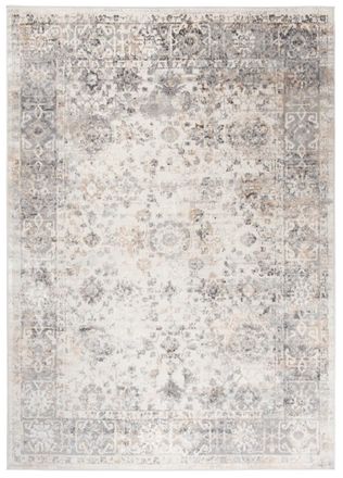 Tapiso Alfombra para sal&oacute;n comedor cl&aacute;sico beige gris flores 140x200