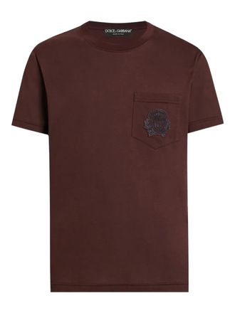 Dolce & Gabbana T-shirt con applicazione logo - Marrone