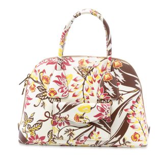 Prada Tweed handschoenen grote Saffiano Lux bloemenprint Promenade voorzak schoudertas