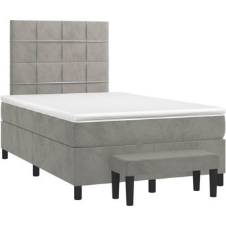 vidaXL Vidaxl - Cama Box Spring Con Colch&oacute;n Terciopelo Gris Claro 120x190 Cm