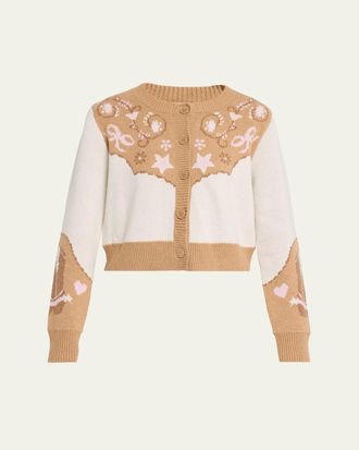 LoveShackFancy Leyah Wool-Blend Saddle Up Cardigan