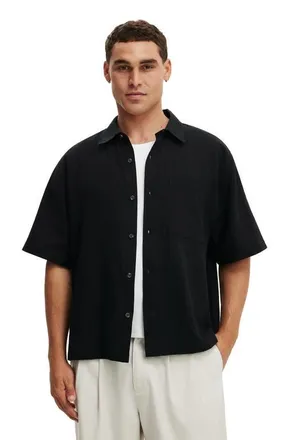 Cotton On Mens Boxy Fit Short Sleeve Shirt in Black at Nordstrom, Size Small