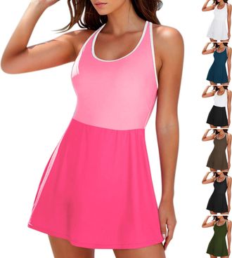 Generic Womens Swimming Costumes Ladies Plus Size Skirted One-Piece Swimsuits Tummy Control Swimwear Shape Swimming Costume Swim Dress Soft Bathing Suits with