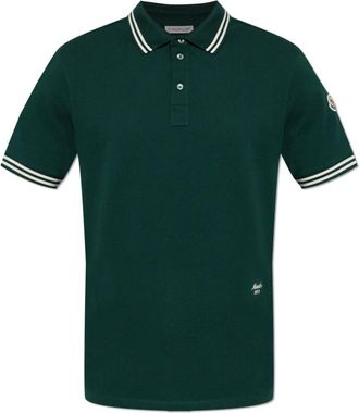 Moncler Polo shirt met geborduurd logo - Heren - Polos - Groen - XL - Katoen - Tops