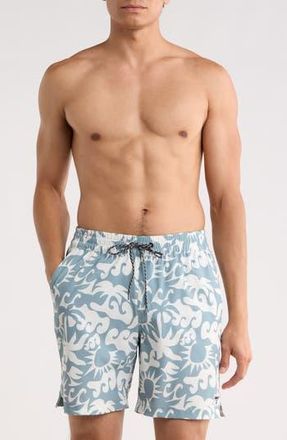 Hurley Sunny Seaside Volley Swim Trunks in Grey/Blue at Nordstrom Rack, Size X-Large
