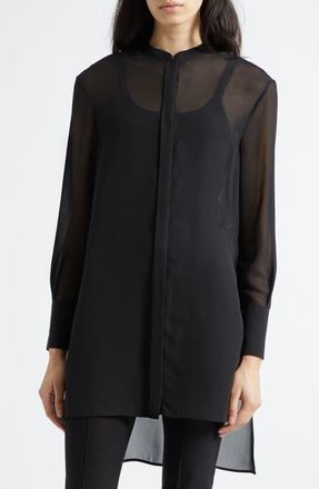 Emporio Armani Black Techno Sheer Georgette Tunic in Solid Black at Nordstrom, Size 10 Us