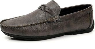 Generic Mens Shoe Loafers for Men PU Stitching Details Round Toe Woven Grain Flexible Flat Heel Lightweight Casual Walking Slip-ons(Grau,7.5 UK)