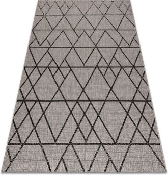 RugsX Rugsx - Alfombra De Cuerda Sisal Floorlux 20508 Plateado/negro Tri&aacute;ngulos Grey 240x330 Cm