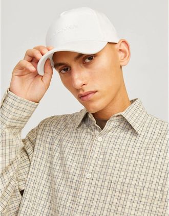 Jack & Jones Jack & Jones Mens Solid Patterned Lettering Logo Dad Cap - White - Size: MENS