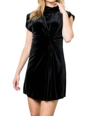 THML Clothing Sleeveless Velvet Mini Dress In Black