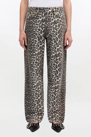 Ganni Mixed Izey Jeans in Leopard - Size 25 Organic Cotton