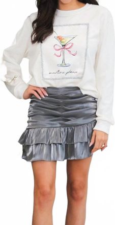 DO+BE Collection Shine In The Night Metallic Ruffle Skirt In Grey