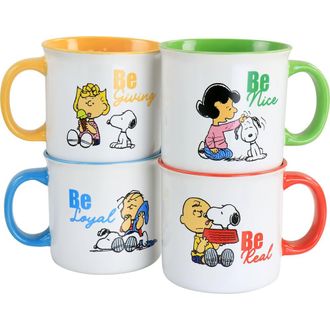 Peanuts Gentle Reminders Stoneware 4 Piece 21oz Mug Set in White at Nordstrom