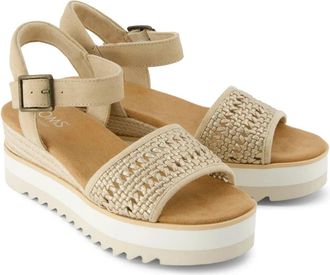 Toms Womens Toms Diana Sandals Champagne Ankle Strap Espadrille Platform ZOGG2142