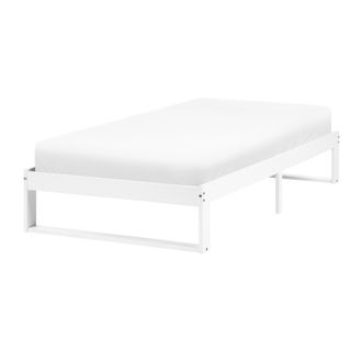 Beliani Cama Con Somier Estilo Minimalista De Madera De Pino 90 X 200 Cm Sin Cabecero Blanco Talairan