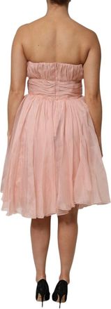 Dolce & Gabbana Womens Pink Silk Chiffon A-Line Pleated Midi Dress