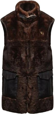 Aeronautica Lange Gilet - Dames - Bodywarmers - Bruin - M - Leer - Jassen