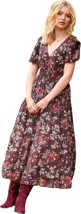 Joe Browns V-Neck Flounce Midi Dress in Mulberry Garden at Nordstrom, Size 28