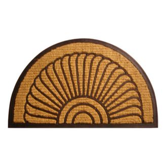 Imports Decor Semi Circle Coir Door Mat with Rubber Backing, Fan Design Coconut Fiber Doormat, Non-Slip Durable Indoor Outdoor Entrance Rug