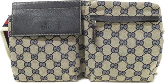 Gucci Beige Navy Gg Canvas Fanny Pack (Pre-Owned)