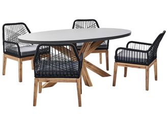 Beliani Conjunto de comedor 4 personas de cemento gris