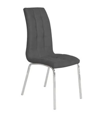 Home Heavenly Pack 4 sillas tela gris patas metal cromado