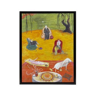 Artery8 Florine Stettheimer Heat Framed Canvas Wall Art Print | Size: W24 x H32