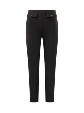 Elisabetta Franchi Black Skinny Flat Front Pants