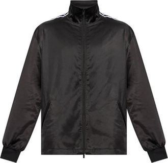 Yohji Yamamoto Satin Gradient 3-Stripes Track Top - Dames - Vesten met rits - Zwart - XS - Satijn - Hoodies & sweatvesten