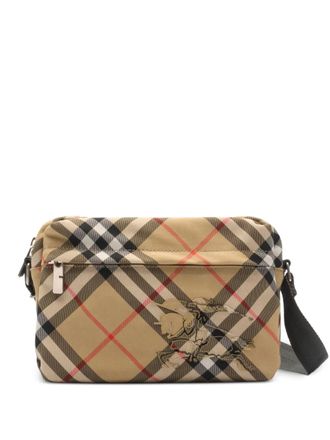 Burberry Equestrian Knight-appliqu&eacute; messenger bag - men - Polyester/Polyurethane - One Size - Neutrals