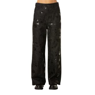 Isabelle Blanche Pantalones de denim con bordado - Trousers - Mujer - Negro - L