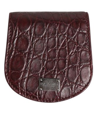 Dolce & Gabbana Bordeaux Exotische Huid Munt Condom Houder Pocket Portemonnee