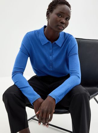 Contemporaine Womens Stretch solid Polo Shirt sweater