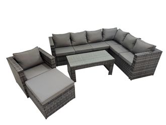 Fimous Garden Furniture Set with Chair Big Stool Dark Grey Mixed