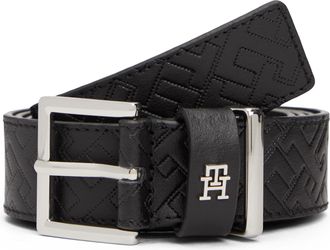Tommy Hilfiger Lederg&uuml;rtel TOMMY HILFIGER TH SQUARE MONO, Damen, Gr. 100, schwarz, Rindsleder, G&uuml;rtel Lederg&uuml;rtel, mit TH-Monogramm, Breite: 3 cm
