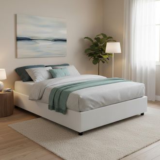 Dmora Talamo Italia - Cama Matrimonial Chloe, Cama Contenedor Con Revestimiento De Tela, 100% Made In Italy, Apertura Frontal, Adecuado Para Colch&oacute;n Cm 140x