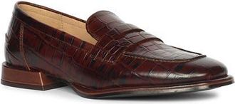 SaintG Carla Croc Embossed Loafer in Chocolate at Nordstrom, Size 11Us