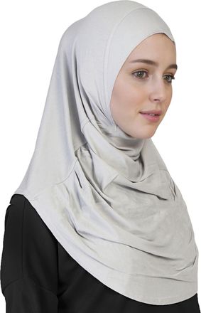 Lina & Lily Modal Jersey Muslim Amira Instant Hijab Scarf One Piece Ready-To-Wear (Light Grey)