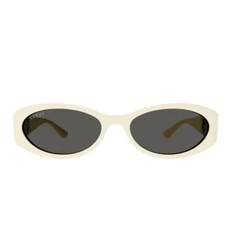 Gucci Sunglasses, unisex, White, Size: 54 MM Vintage Almond Shape Sunglasses