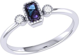 LuvMyJewelry Emerald Cut Alexandrite & Diamond Birthstone Ring in 14K Gold in White Gold at Nordstrom, Size 6