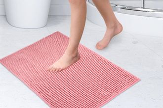 TJ Hughes Noodle Soft Touch Non-Slip Bathroom Rug in Pink - TJ Hughes